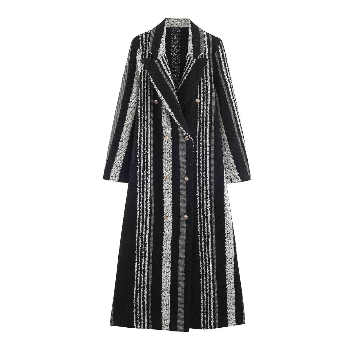 Women Longer Structured Double-Breasted Wool Blend Coat EVA-US