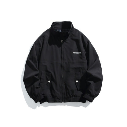 Men's Casual Boxy Blouson made of structured microfiber with stand-up collar, zipper and patched flap pockets EVA-US