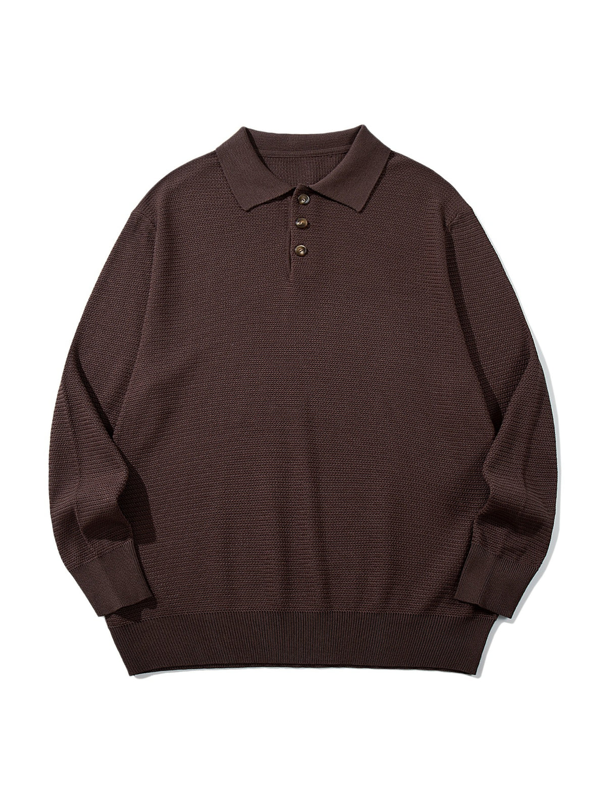 Unisex Waffle Knit Polo in Relaxed Fit with Triple Button Placket and Ribbed Hem EVA-US