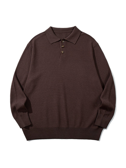 Unisex Waffle Knit Polo in Relaxed Fit with Triple Button Placket and Ribbed Hem EVA-US