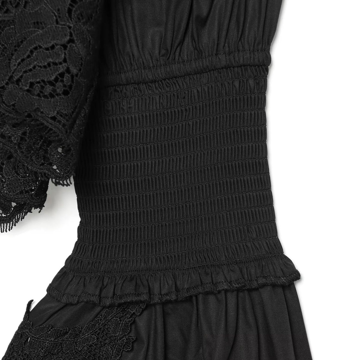 Ladies Romantic Blouse with Ruffle Collar, Bell Sleeves and Lace Trim EVA-US