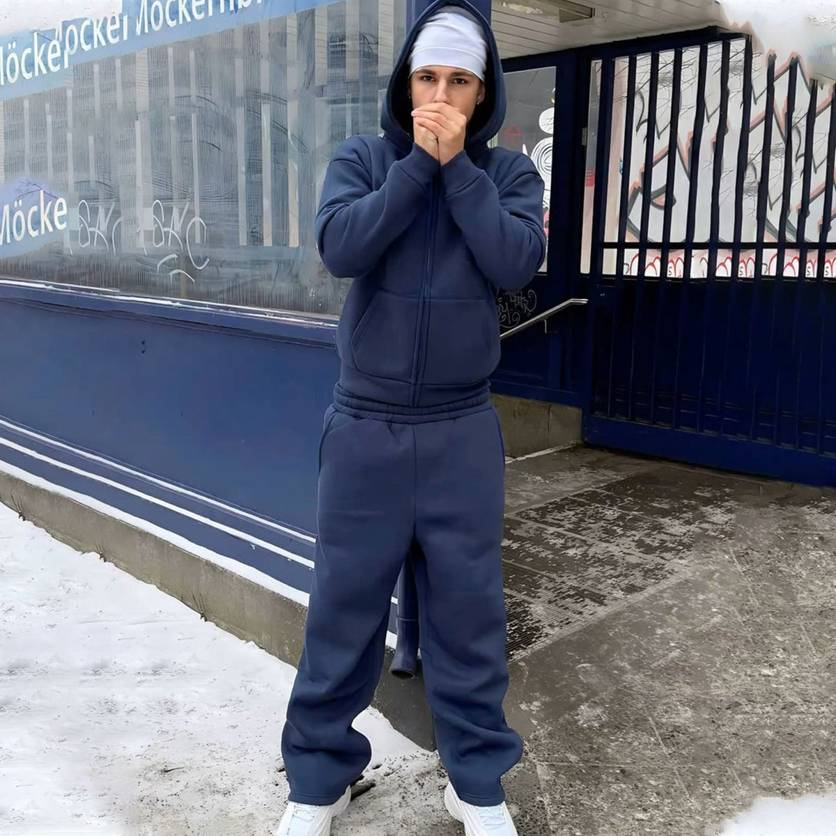 Men's Nan Oversize Zip Hoodie and Relaxed Sweatpants Set EVA-US