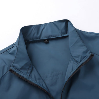 Men's nan ultra-light windproof casual jacket with stand-up collar, concealed zipper, and zippered pockets EVA-US