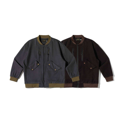Men's short-cut utility bomber jacket with flap pockets and double chest zip EVA-US