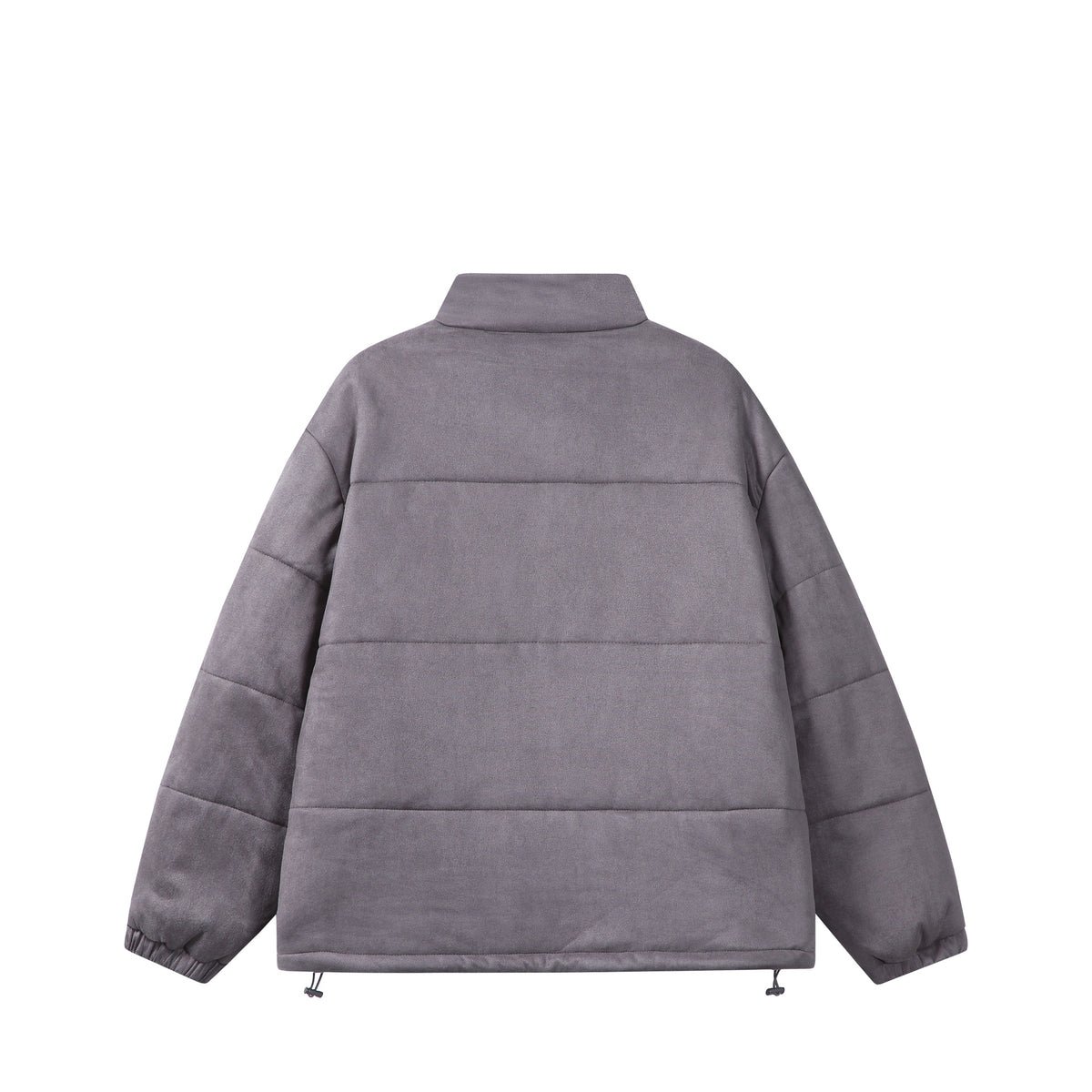 Unisex Boxy quilted jacket in velvet finish with high funnel collar and adjustable hem EVA-US