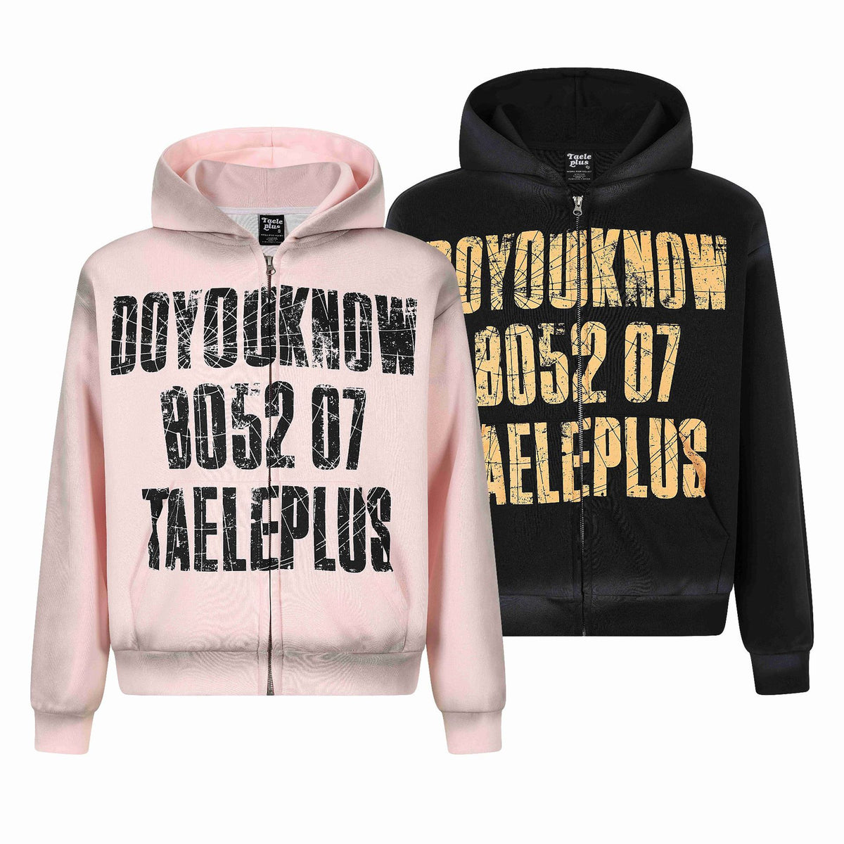 Unisex hooded jacket with full zip, large typo print and kangaroo pocket EVA-US