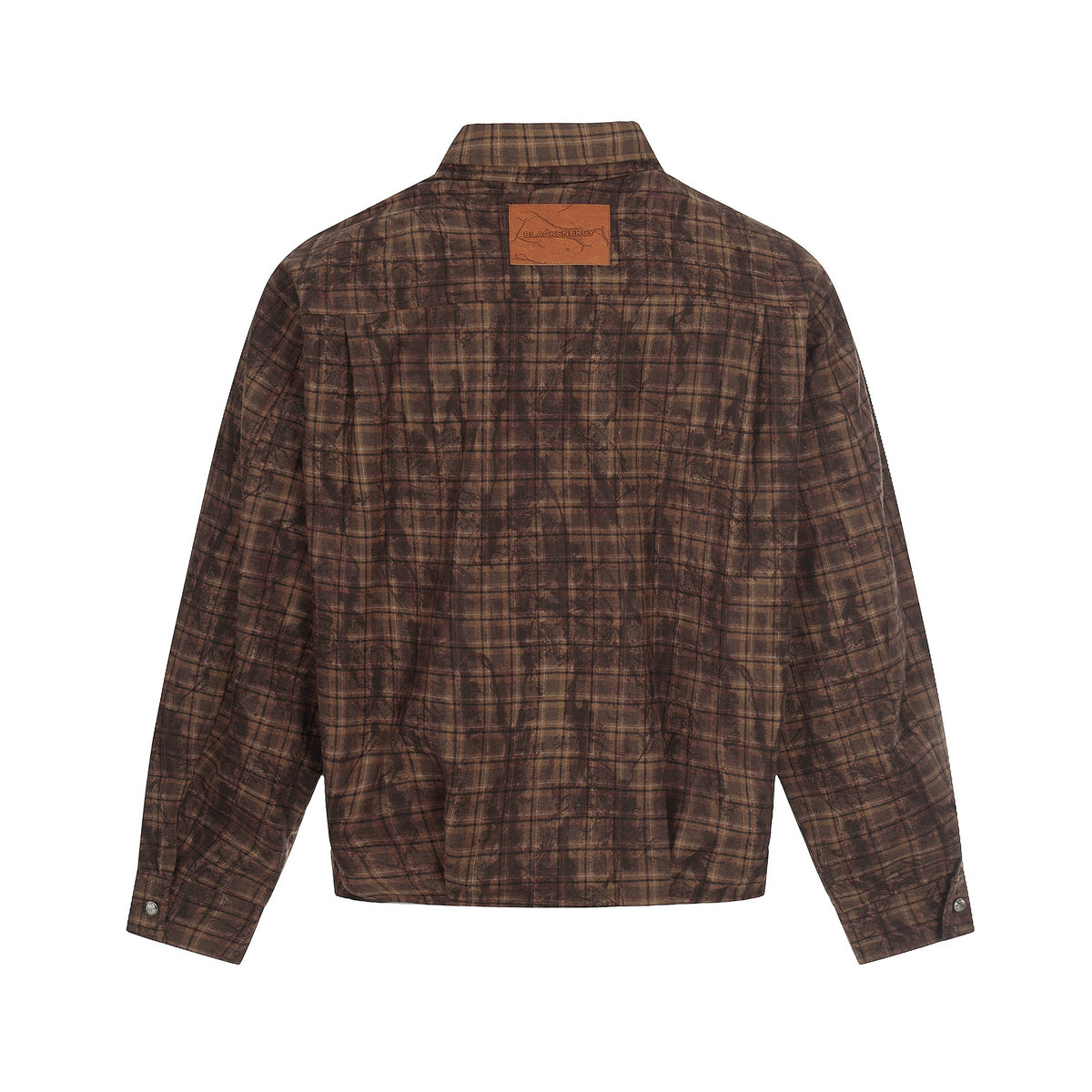 Men's Oversized Check Overshirt in Blouson Style with Distressed Finish EVA-US