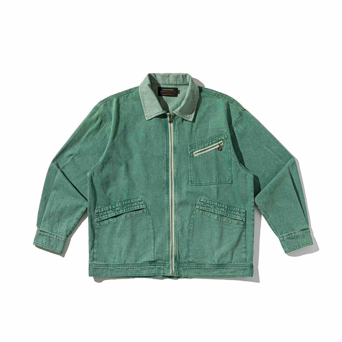 Men's Denim Workwear Blouson Jacket with Full Zip and Zip Chest Pocket EVA-US