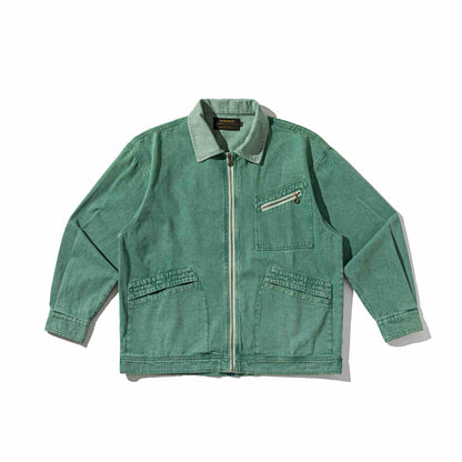 Men's Denim Workwear Blouson Jacket with Full Zip and Zip Chest Pocket EVA-US