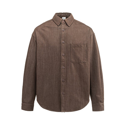 Men's Boxy Shirt Jacket made of sturdy twill with rounded hem EVA-US