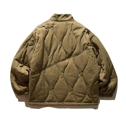 Men's short-cut quilted field blouson jacket with wave quilting, stand-up collar and flap pockets EVA-US