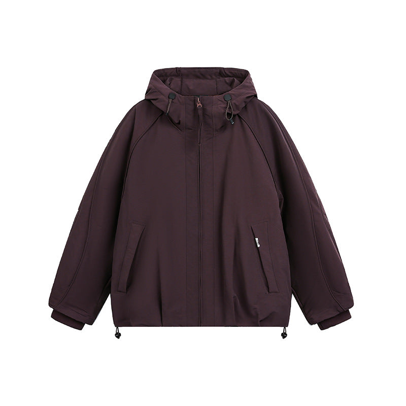 Women's oversized padded hooded jacket with raglan sleeves and drawstring EVA-US