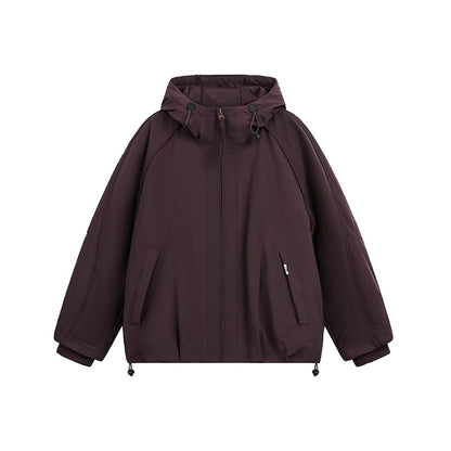 Women's oversized padded hooded jacket with raglan sleeves and drawstring EVA-US