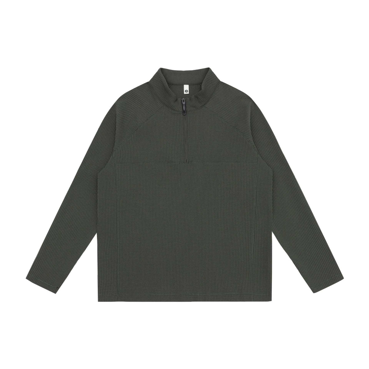 Unisex Waffle Knit Half-Zip Sweater with Shawl Collar and Raglan Sleeves EVA-US