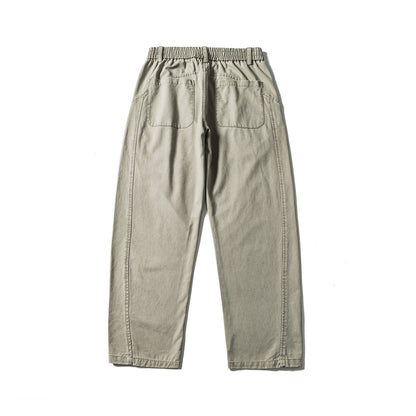 Women's High-Waist Relaxed-Fit Utility Pants with Seam Panels and Elastic Waistband EVA-US