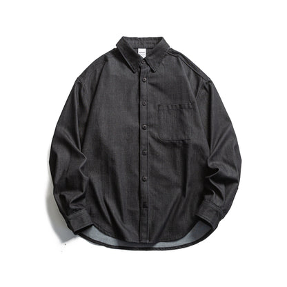 Men's Boxy Shirt Jacket made of sturdy twill with rounded hem EVA-US