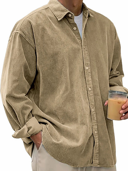 Men's casual cord shirt made of fine corduroy with oversized fit EVA-US
