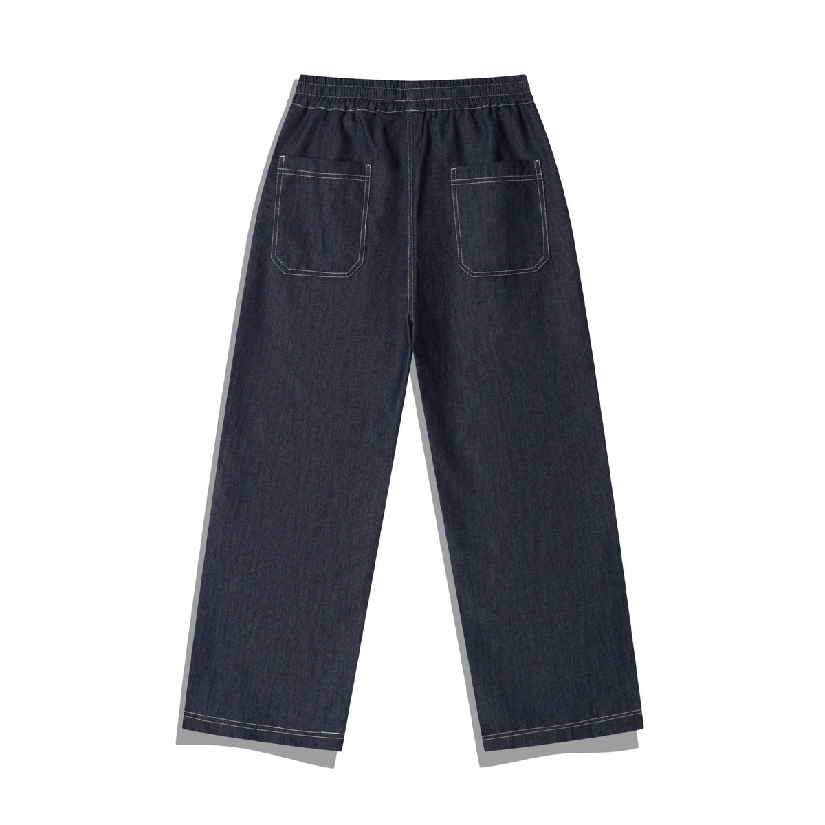 Women's wide denim cargo culotte with elastic waistband and contrast stitching EVA-US