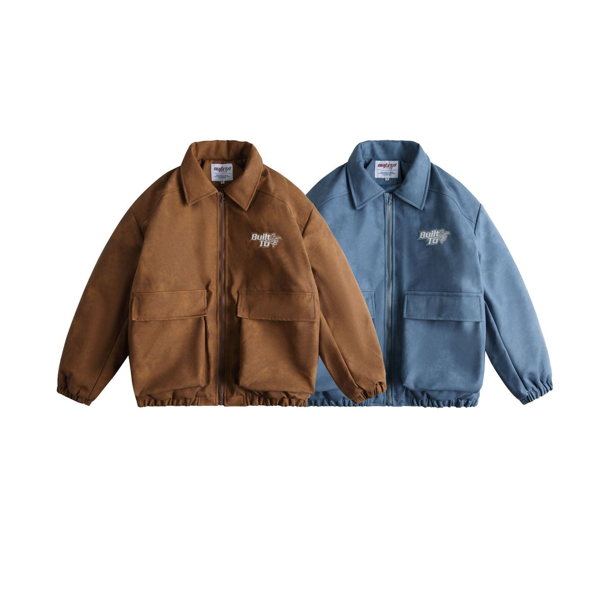 Men's Boxy Suede-Effect Blouson Jacket with Applied Flap Pockets EVA-US