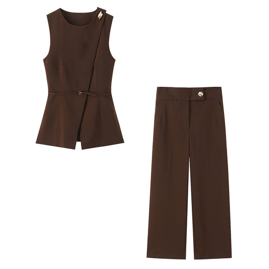 Women’s Wide Trousers with High Waist, Crease and Straight Leg EVA-US