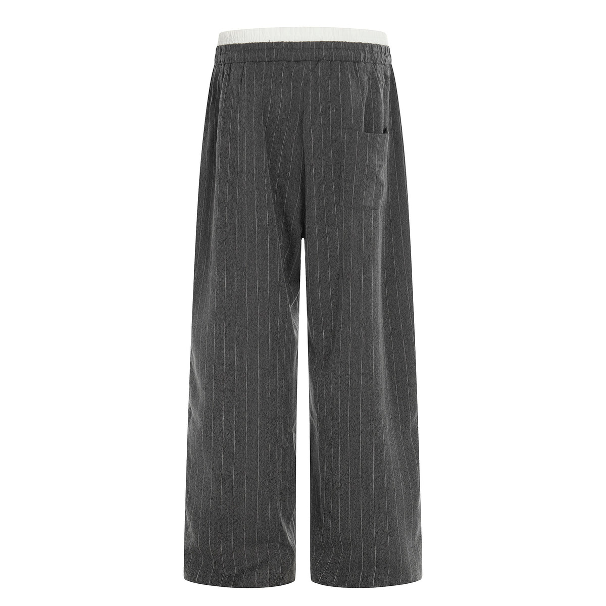 Women Wide Pinstripe Culotte Pants with Elastic Waistband and Drawstring EVA-US