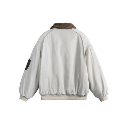 Unisex Padded Bomber Jacket with Teddy Collar and Utility Arm Pocket EVA-US