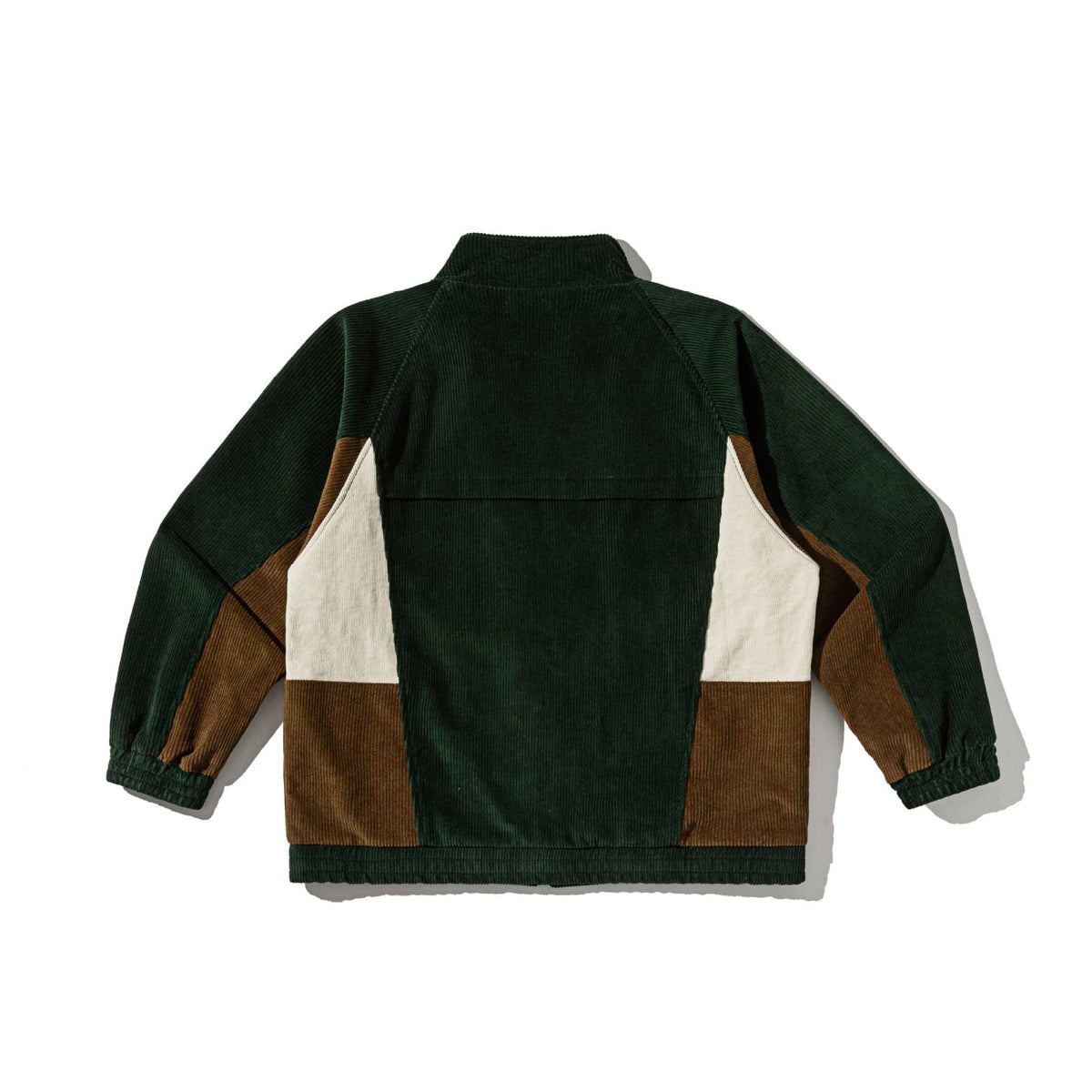 Unisex Short Cut Cord Track Jacket in Retro Utility Style with Stand-up Collar EVA-US