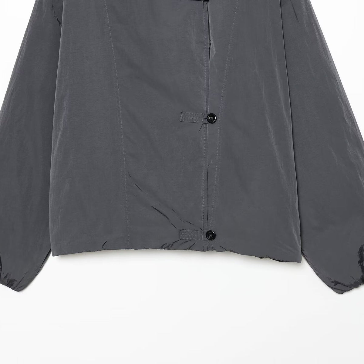 Women's Lightweight Cropped Nylon Jacket with High Funnel Neck, Oversized Cut, and Elastic Cuffs EVA-US
