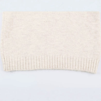 Women's Oversized Knit Sweater with High Ribbed Collar, Button Detail and V-Neck EVA-US