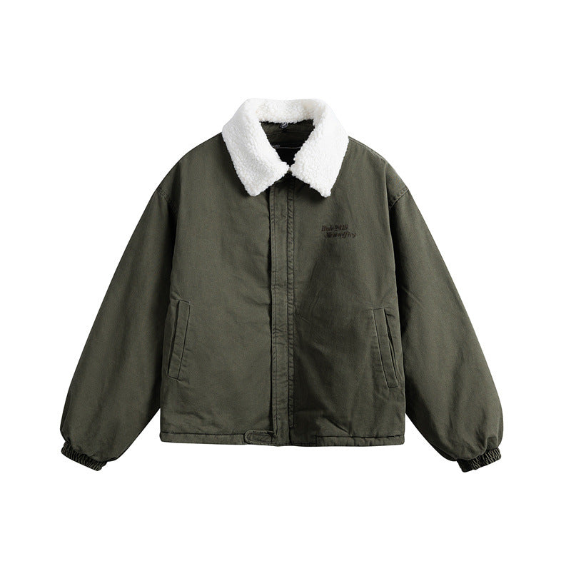 Men's short-cut canvas blouson with teddy collar and padded thermal lining EVA-US