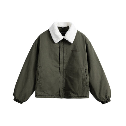 Men's short-cut canvas blouson with teddy collar and padded thermal lining EVA-US
