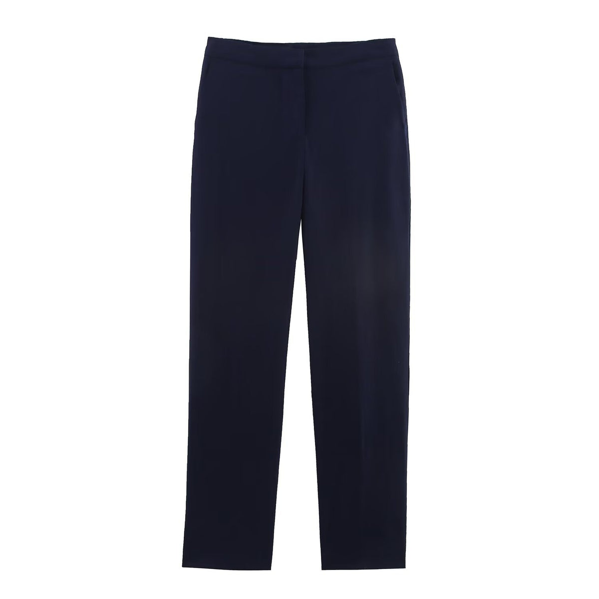 Women straight-cut fabric trousers with smooth waistband and classic silhouette EVA-US