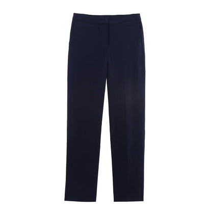 Women straight-cut fabric trousers with smooth waistband and classic silhouette EVA-US