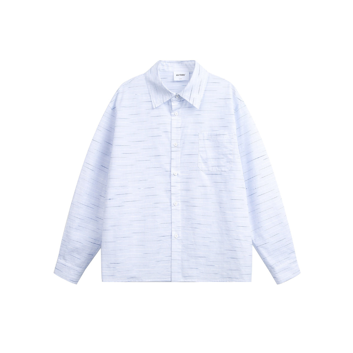 Women’s Wide Oversized Shirt with Fine Striped Texture and Chest Pocket EVA-US