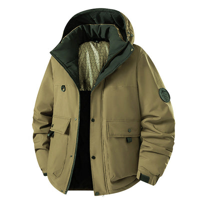 Men's Insulated Urban Parka with Stand-up Collar and Concealed Hood EVA-US