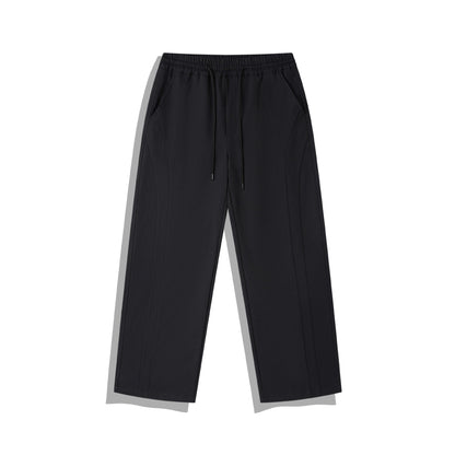 Women Cropped Pants in Relaxed Fit with Elastic Waistband, Drawstring and Decorative Stitching EVA-US
