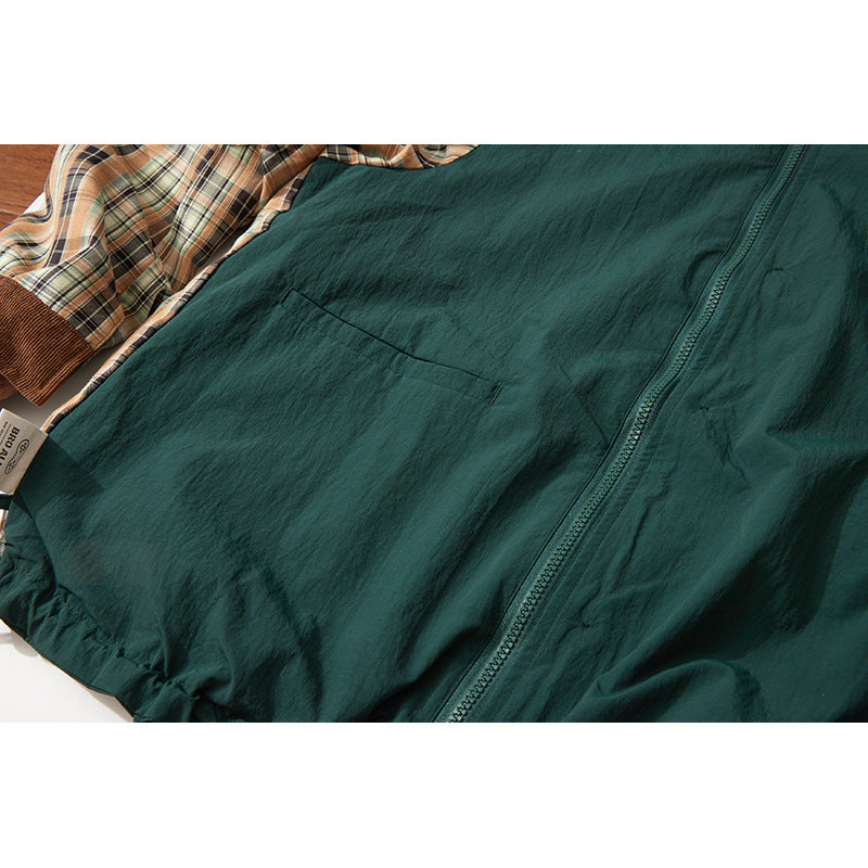 Men's transitional canvas jacket with corduroy collar and checked lining EVA-US