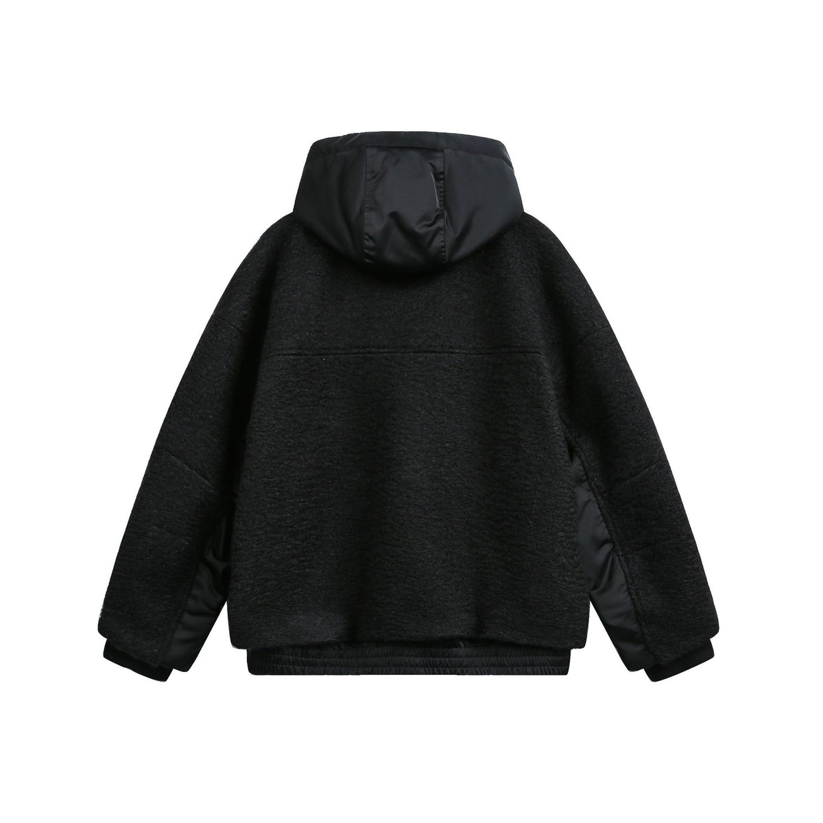 Women's Oversize Wool Blend Bomber Jacket with Quilted Hood EVA-US