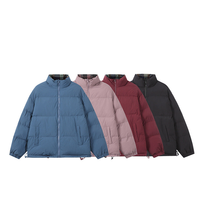Unisex Boxy-Short Parka with quilted insulation, drawstring hem and plaid lined collar EVA-US
