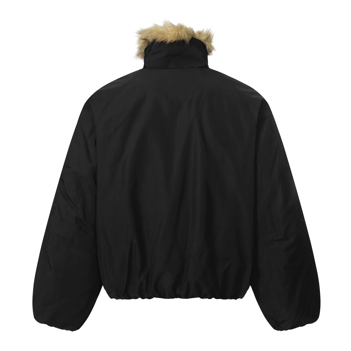 Men's short-cut boxy puffer jacket with faux fur hood and vertical zip pockets EVA-US