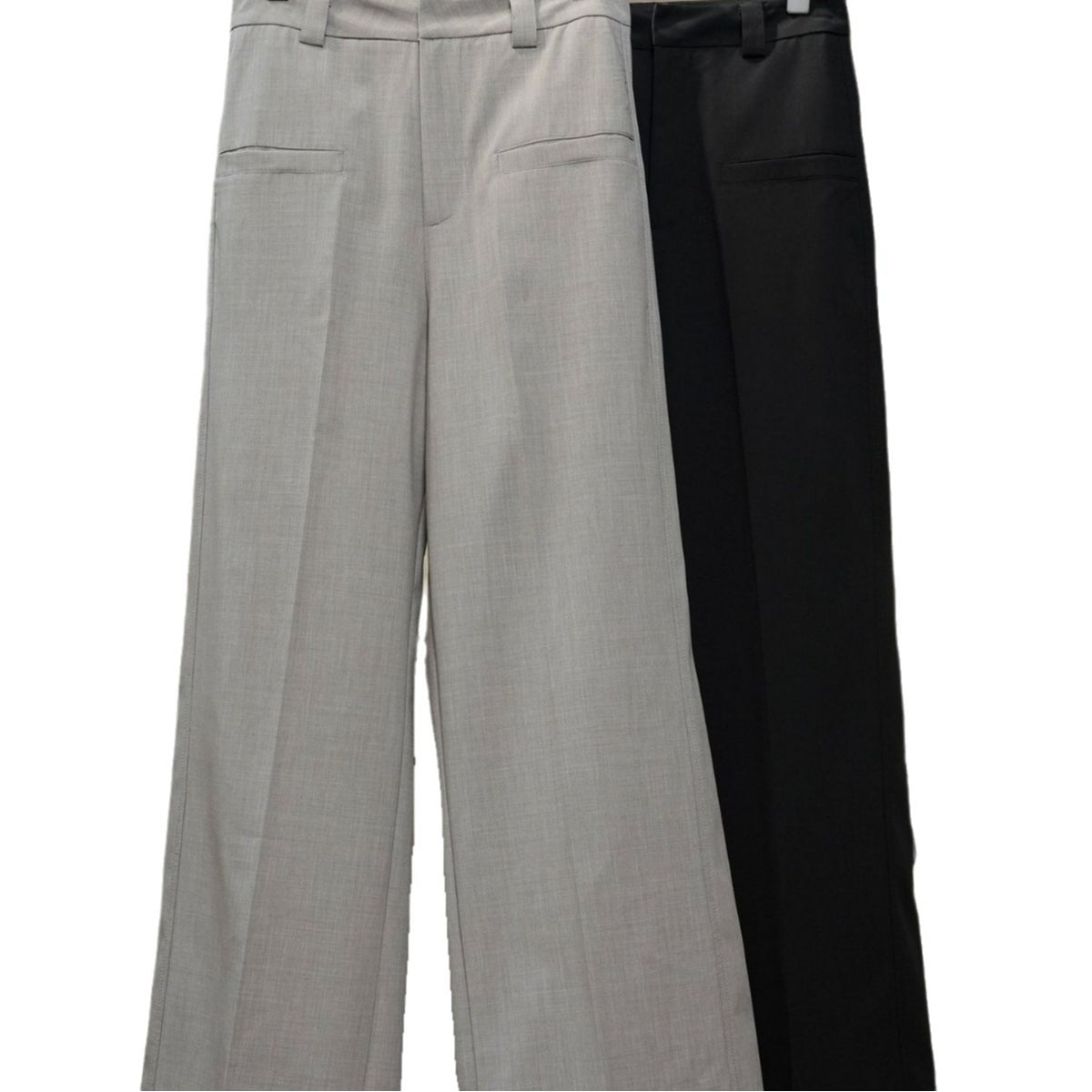 Women High-waisted Pleated Palazzo Pants with Sewn-in Side Pockets EVA-US