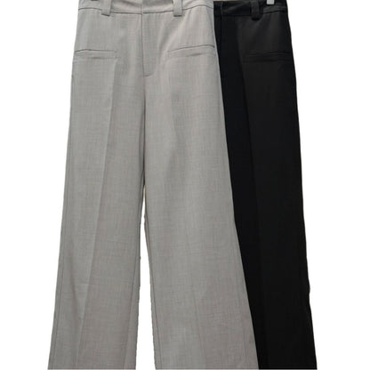 Women High-waisted Pleated Palazzo Pants with Sewn-in Side Pockets EVA-US