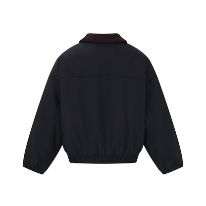 Unisex Boxy Blouson Jacket with Teddy Collar and Elastic Hem EVA-US