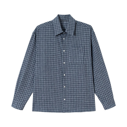 Men's Boxy Check Overshirt with Boxy Cut, Chest Pocket, and Light Flannel Texture EVA-US