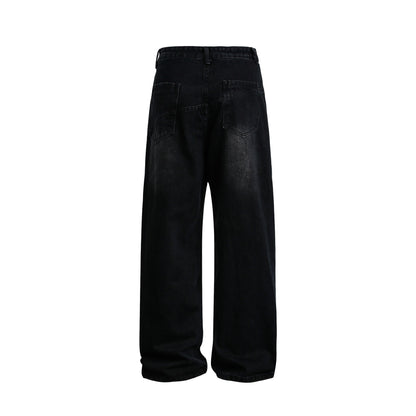 Women Wide High-Waist Jeans in Carpenter Style with Attached Front Pockets EVA-US
