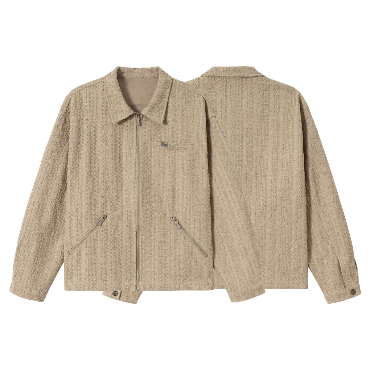 Unisex Textured Boxy Blouson Jacket with Full Zip EVA-US