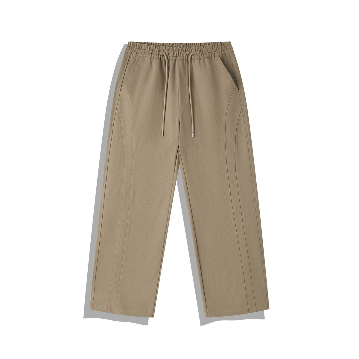 Women Cropped Pants in Relaxed Fit with Elastic Waistband, Drawstring and Decorative Stitching EVA-US