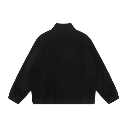 Unisex short jacket in boxy cut made of wool blend with funnel collar and zipper EVA-US
