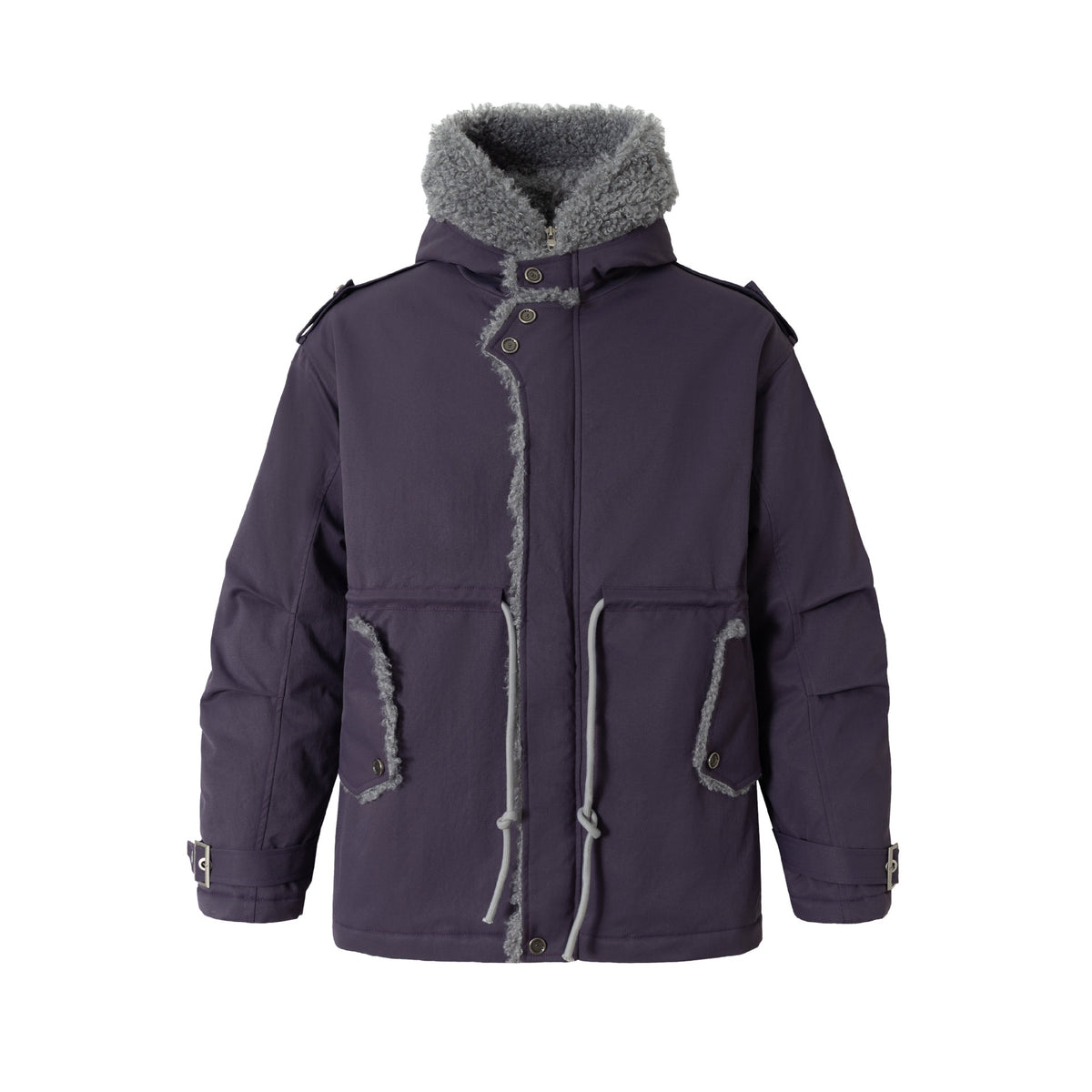 Women's short parka with teddy lining, drawstring and buckle sleeves EVA-US