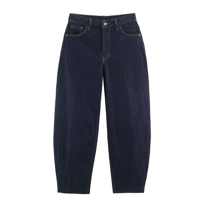 Women Highwaist Relaxed Tapered Jeans with Conical Leg EVA-US